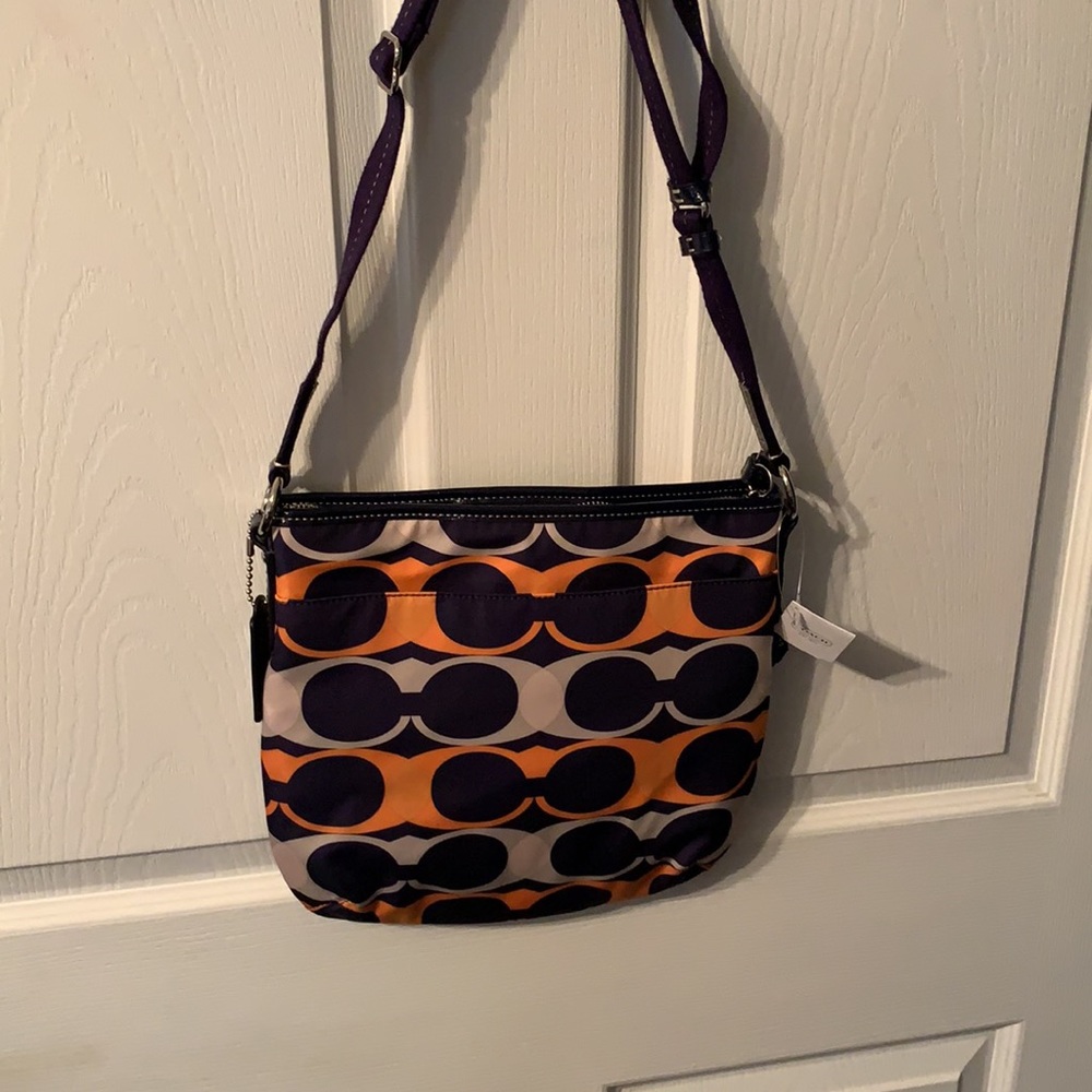 Coach medium size crossbody blue orange tan - Picture 3 of 9